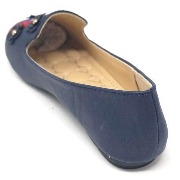Women Embroidered Ballet Flats, B-2714-A, Navy - Picture 3 of 5